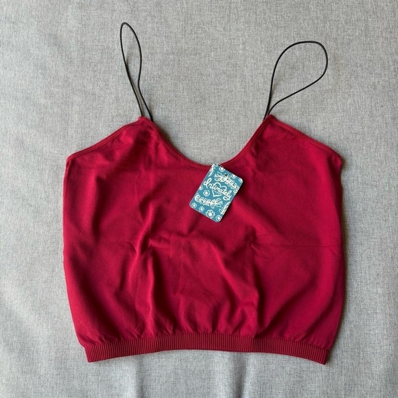 2 Pcs Free People Brami Skinny Strap Top, Color: Wine Size: M/L - Picture 3 of 7